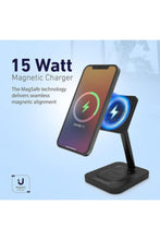 PROMATE | 2-In-1 Wireless Charging Stand With 15W Magneoc Charger & 5W Qi Wireless Charger, Black | TE0181255