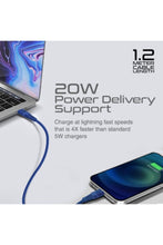 PROMATE | 20W Power Delivery USB-C To Apple Lightning Connector Cable 1.2 Meter Cable Length Blue | TE0188752