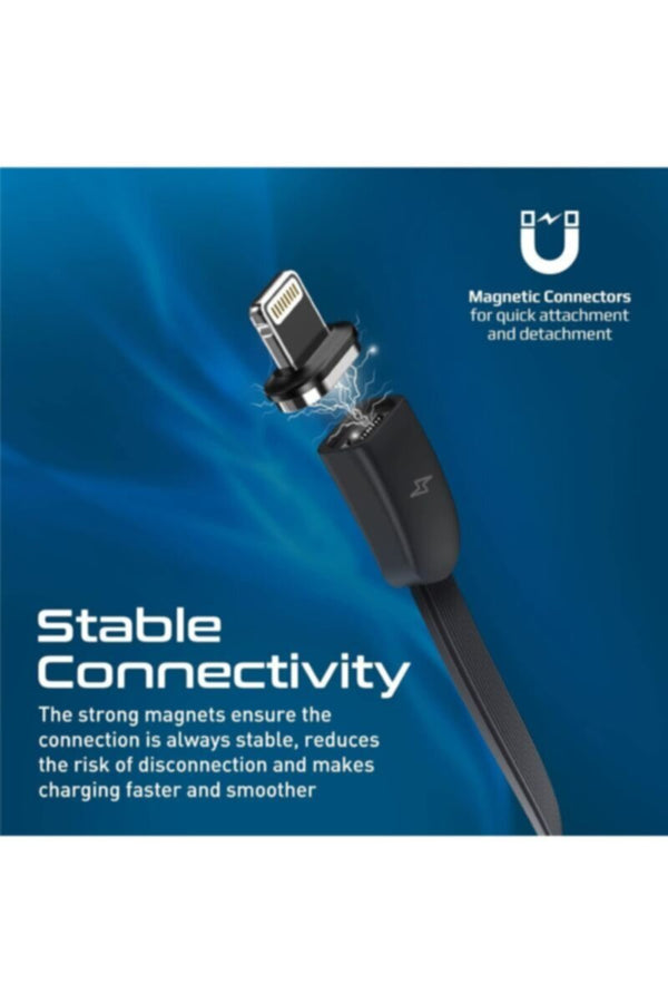 PROMATE | 3-In-1 Auto-Recoil USB-C Cable With Magneoc USB-C, Lightning & Micro-USB Tips, Black | TE0181284