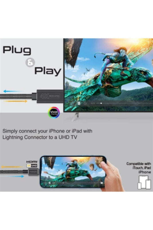 PROMATE | 4K High Definition Lightning Connector To Hdmi Cable 1.8M Length | TE0187960