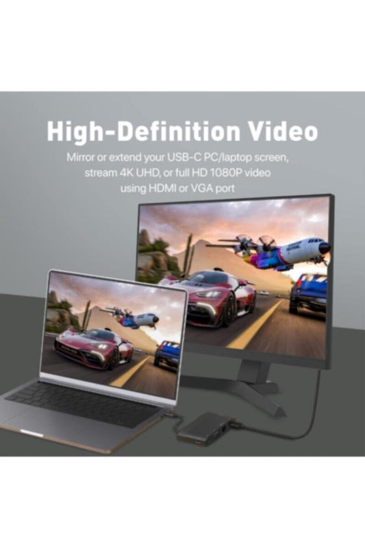PROMATE | 6 in 1 Super Speed USB-C Media Hub With 100W Power Delivery 4K Hdmi 1080P VGA | TE0187958