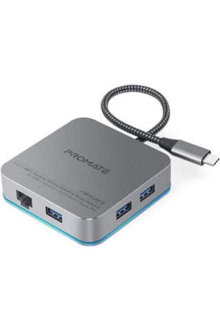 PROMATE | 6 in 1 Type-C Adapter With 1000Mbps RJ45 Ethernet, 87W USB Type-C Power Delivery | TE0138606