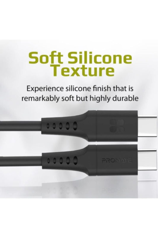 PROMATE | 60W Power Delivery Ultra-Fast USB-C Soft Silicon Cable Data & Charge Support 2M Length | TE0187964