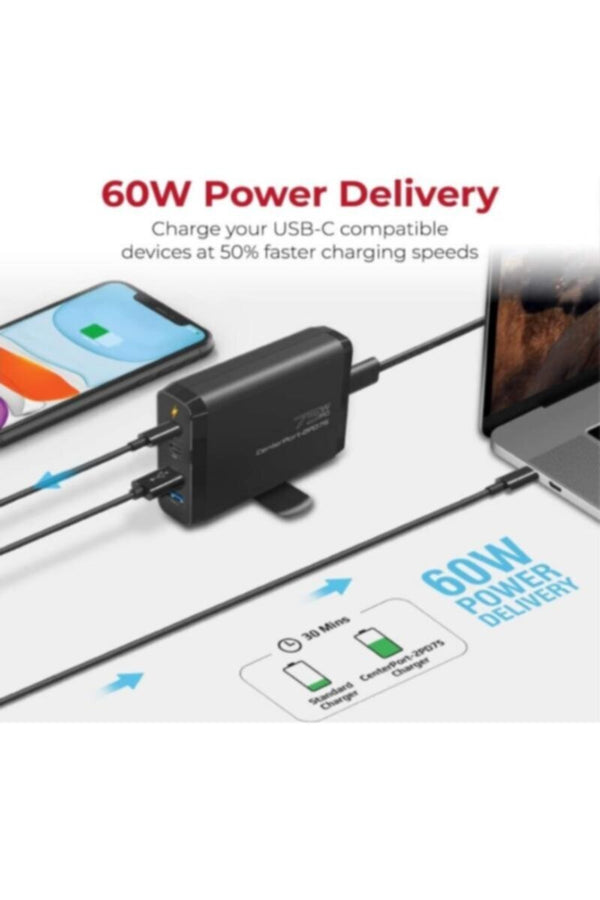 PROMATE | 75W High Output Charging Station with 60W Power Delivery | TE0165225