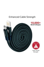 PROMATE | Aluminum Reversible USB-A To USB-C Cable, Auto Rolling High Durable Fabric 1M Blue | TE0138563