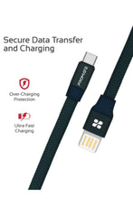 PROMATE | Aluminum Reversible USB-A To USB-C Cable, Auto Rolling High Durable Fabric 1M Blue | TE0138563