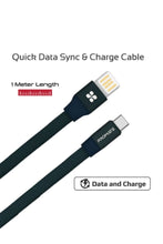 PROMATE | Aluminum Reversible USB-A To USB-C Cable, Auto Rolling High Durable Fabric 1M Blue | TE0138563