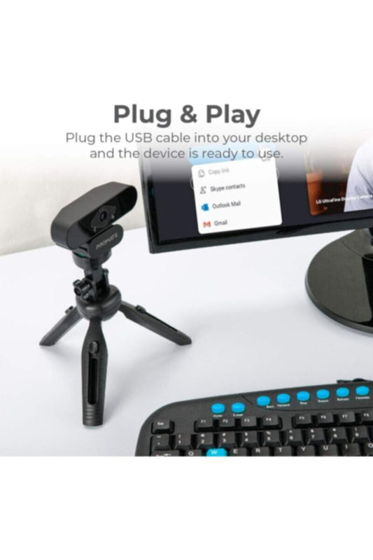 PROMATE | Full-Hd Web Camera With Mic, 120Degree Wide Angle, USB Connectivity | TE0155151