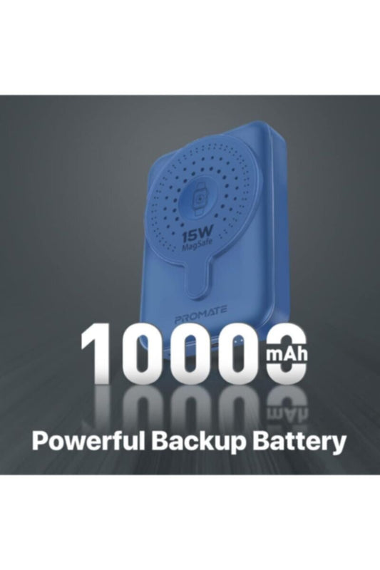 PROMATE | Magnetic Wireless Power Bank Portable 10000mAh 15W Wireless Dual Magnetic Blue | TE0204115