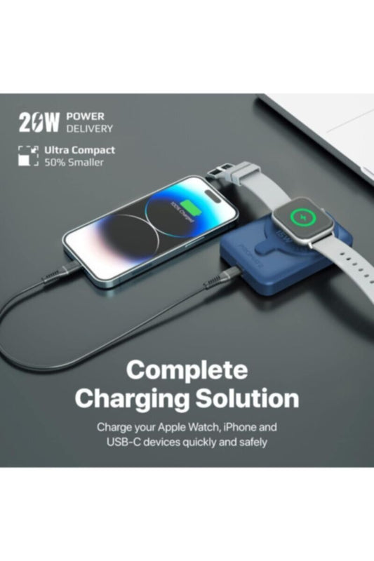 PROMATE | Magnetic Wireless Power Bank Portable 10000mAh 15W Wireless Dual Magnetic Blue | TE0204115