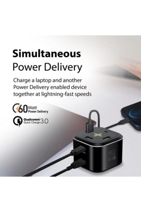 PROMATE | Mulo-Port Powerhub With 60W USB-C Pd, 20W USB-C And Dual 2.4A USB Charging Ports | TE0181277