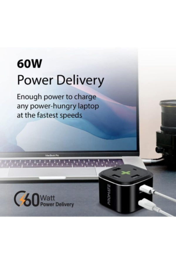 PROMATE | Mulo-Port Powerhub With 60W USB-C Pd, 20W USB-C And Dual 2.4A USB Charging Ports | TE0181277