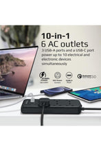 PROMATE | Power Strip with USB-C Port, 10-in-1 Surge Protector Power Extension with 3250W 6 AC Plugs, 20W USB-C PD, QC 3.0 Port | TE0167080