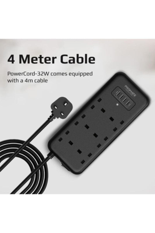 PROMATE | Power Strip with USB-C Port, 10-in-1 Surge Protector Power Extension with 3250W 6 AC Plugs, 20W USB-C PD, QC 3.0 Port | TE0167080