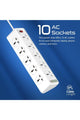 PROMATE | Power Strip with USB Charging Ports, 16-in-1 Power Extension with Universal 10 AC Outlets, 20W USB-C Power Delivery Port | TE0187965