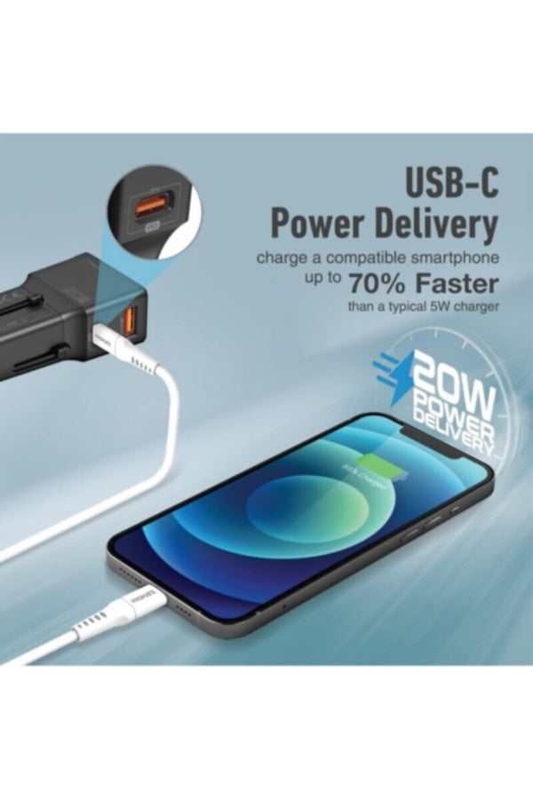 PROMATE | Sleek Universal Power Plug With 18W Power Delivery & Quick Charge 3.0 -Black | TE0173071