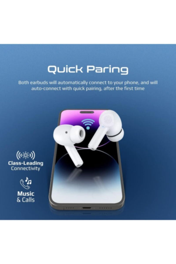 PROMATE | True Wireless Earbuds, In-Ear Active Noise Cancelling Bluetooth v5.3 Earphones White | TE0201538