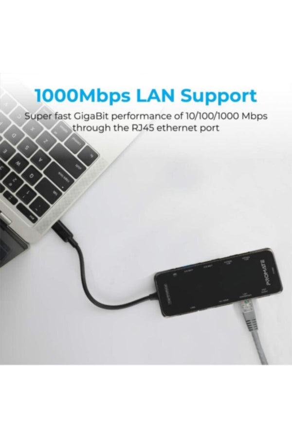 PROMATE | Ultra-Fast Multiport USB-C Hub with 100W Power Delivery | TE0173341