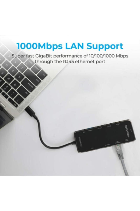 PROMATE | Ultra-Fast Multiport USB-C Hub with 100W Power Delivery | TE0173341