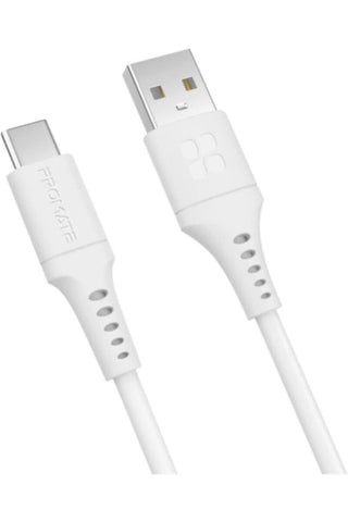 PROMATE | USB-C Cable, Fast-Charging 5V/3A USB-A to Type-C Cable White | TE0201530
