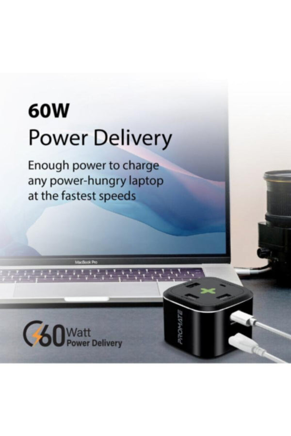 PROMATE | USB-C Charging Station, Multi-port Hub With 60W/20W Dual Usb-c Power Delivery | TE0181277