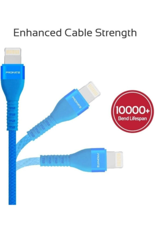 PROMATE | USB-C Fast Charging Cable, High-Speed Durable 1.2m USB Type-C Cable with 2A Charge Sync Cable Blue | TE0138663