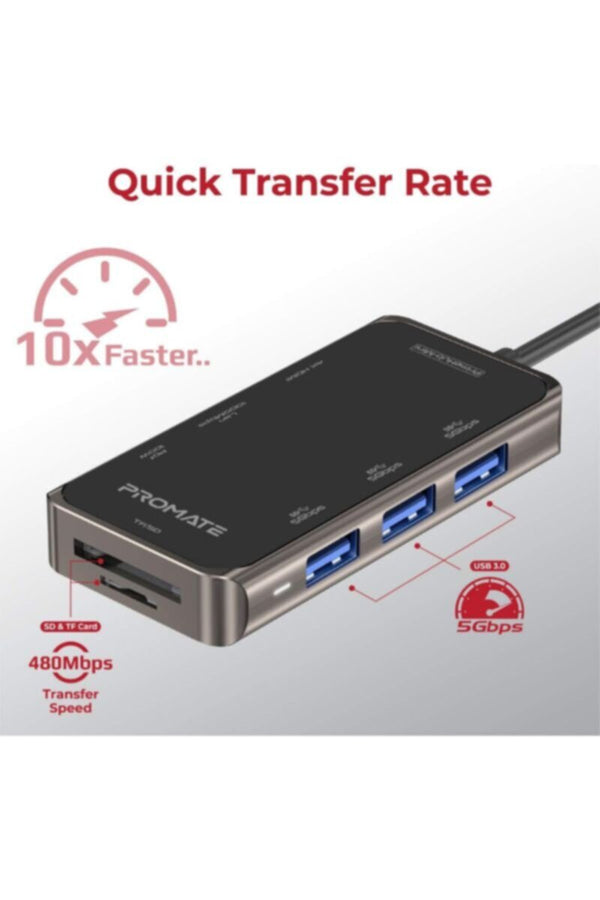 PROMATE | USB-C Hub, Multi-Functional 8-in-1 Type-C Adapter with 100W USB-C Power Delivery Port | TE0167190