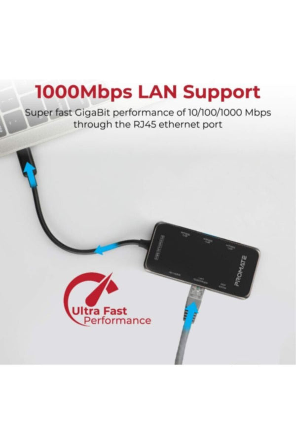 PROMATE | USB-C Hub, Multi-Functional 8-in-1 Type-C Adapter with 100W USB-C Power Delivery Port | TE0167190