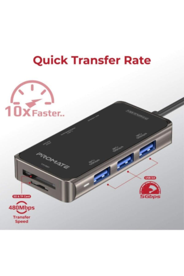 PROMATE | USB-C Hub, Multi-Functional 8-in-1 Type-C Adapter with 100W USB-C Power Delivery Port | TE0167190