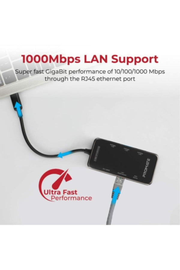 PROMATE | USB-C Hub, Multi-Functional 8-in-1 Type-C Adapter with 100W USB-C Power Delivery Port | TE0167190