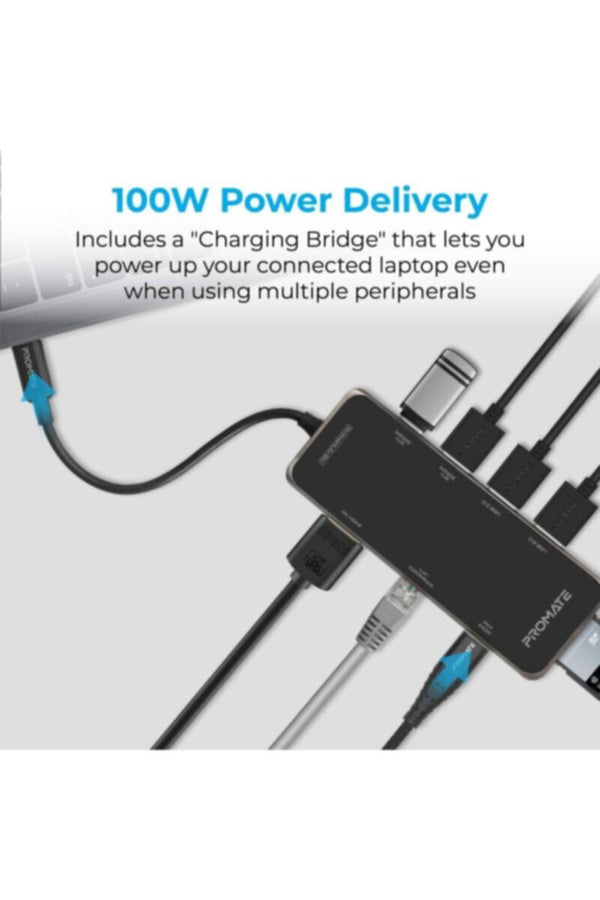 PROMATE | USB-C Hub With 100W, 4K Hdmi, 1Gbps Lan | TE0165223