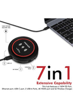 PROMATE | USB-C Hub with Qi Wireless Charger, USB Type-C Docking Station with 100W Type-C Power Delivery | TE0138559