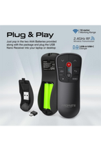 PROMATE | Wireless Presenter, Compact 2-in-1 Type-C and USB PPT Presenter Laptop Clicker with 50m Range Laser Pointer | TE0189649