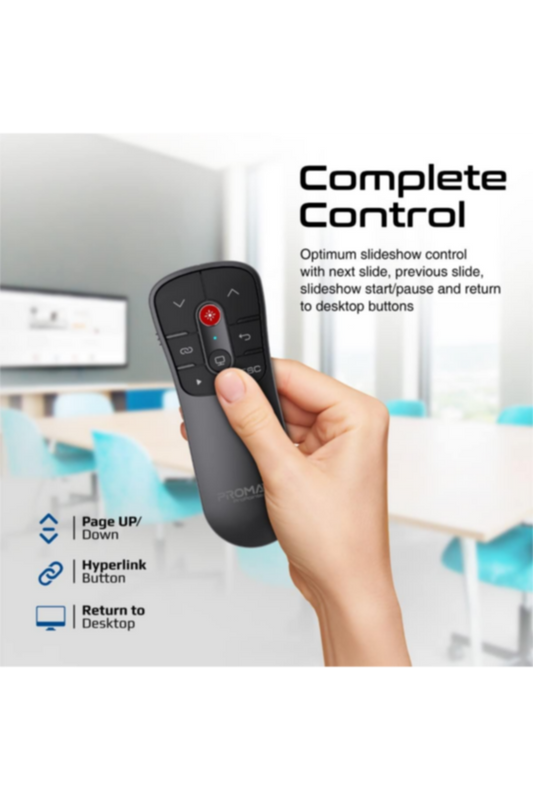 PROMATE | Wireless Presenter, Compact 2-in-1 Type-C and USB PPT Presenter Laptop Clicker with 50m Range Laser Pointer | TE0189649