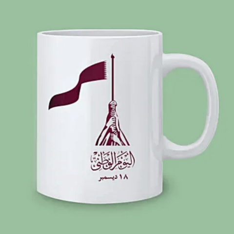 Qatar National Day Theme Ceramic Mug White