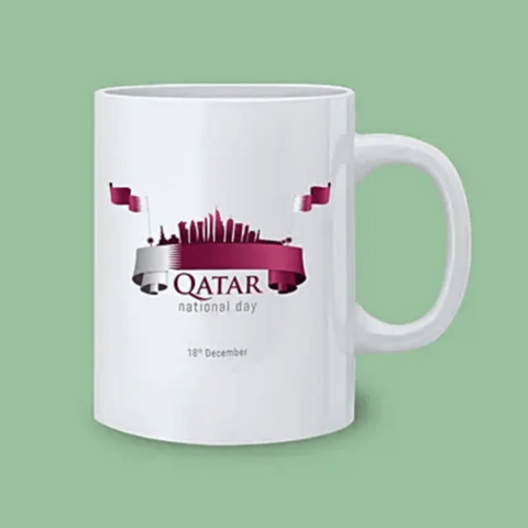 Qatar National Day Theme Ceramic Mug White