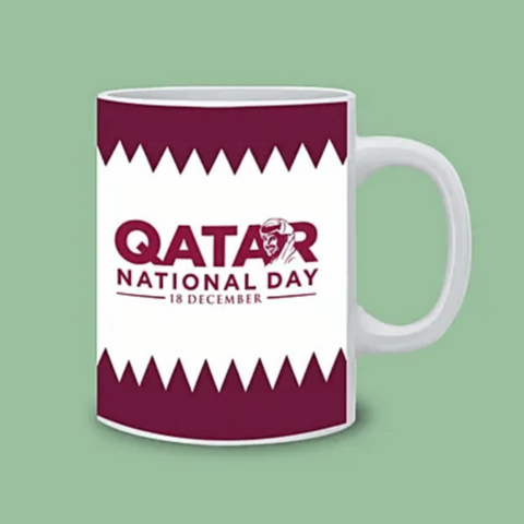 Qatar National Day Theme Ceramic Mug White