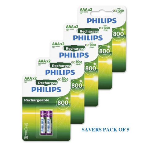PHILIPS | Rechargeable Battery AA x 2pcs (SAVERS PACK OF 5) | R03B2A80/97