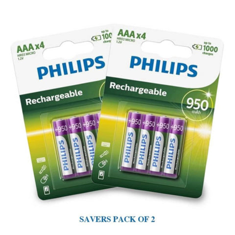 PHILIPS | Rechargeable Battery AA x 4pcs (SAVERS PACK OF 2) | R03B4A95/97