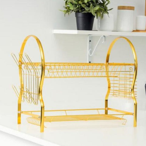 ROYALFORD | 2 Layer Golden Dish Rack 44x26.5x39Cm | RF10150