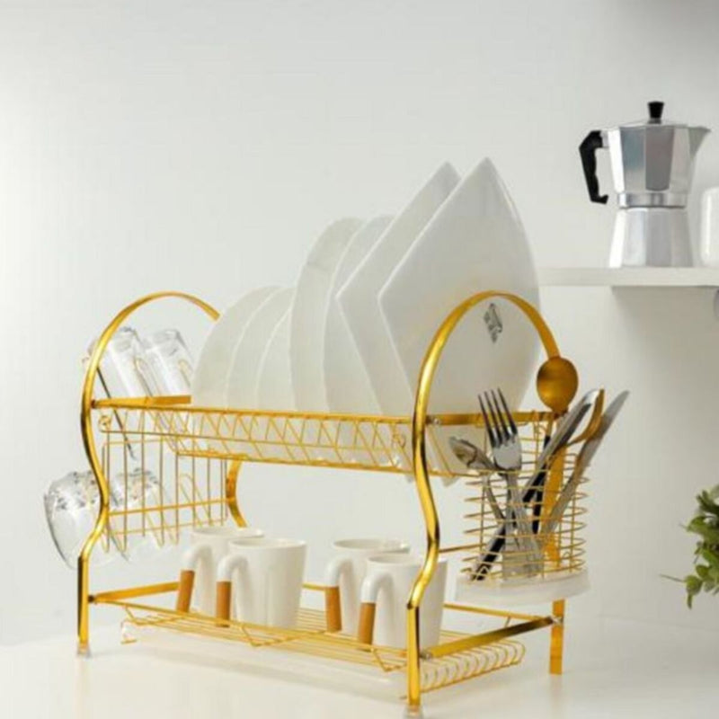 ROYALFORD | 2 Layer Golden Dish Rack 44x26.5x39Cm | RF10150