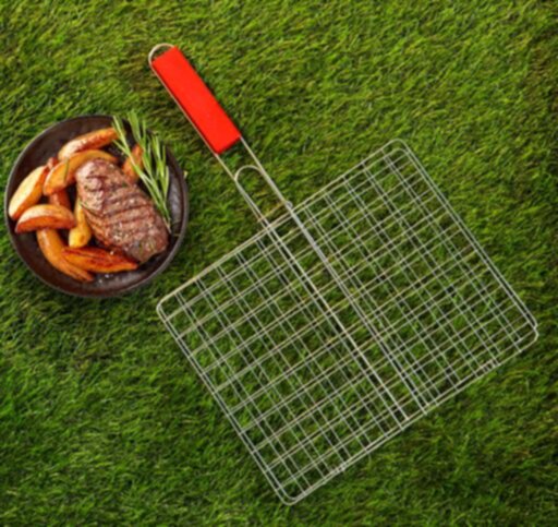 ROYALFORD | Barbeque Grill Chromium Plated Iron Wooden Handle 28x22x42cm | RF10378