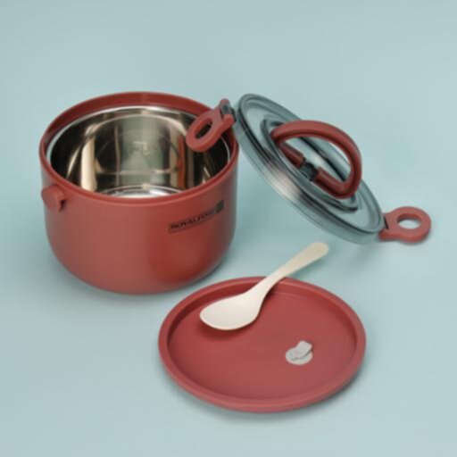 ROYALFORD | Single Layer Round Lunch Box 1.0L, Stainless Steel Inner-Food Storage Container with Individual Compartments | Durable Leak-Proof Eco-Friendly Assorted Colors | RF11104