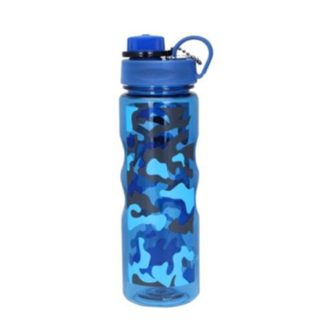 ROYALFORD | Water Bottle 600ML Military-Blue-Reusable Water Bottle Wide Mouth with Hanging Clip|Printed Bottle|Perfect while Travelling, Camping, Trekking & More | RF6419