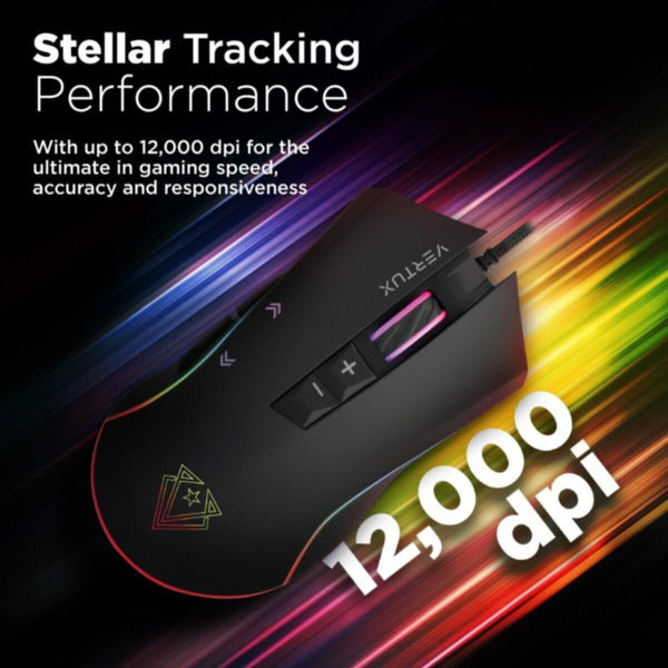 VERTUX | Ultra-Fluid Wired 7-Button Programmable RGB Gaming Mouse 12000 DPI | RODON