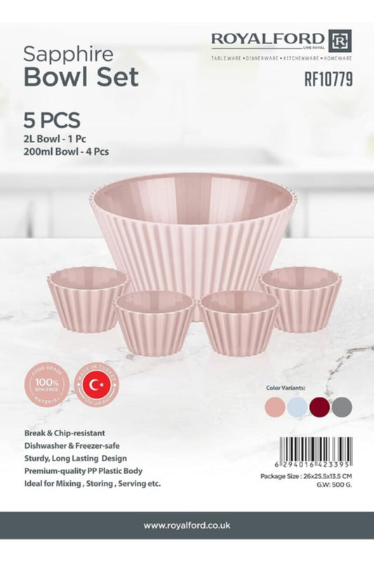 ROYALFORD | 5Pc Bowl Set 2Ltr(1Pc) +200ml(4pc) 1x24 | RF10779