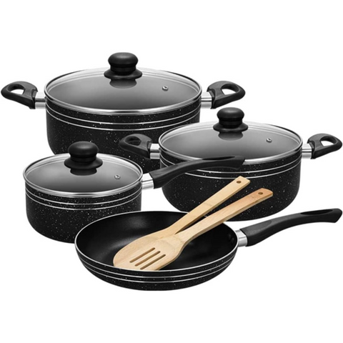 ROYALFORD | 9 Piece Non Stick Cookware Set Black | RF11759