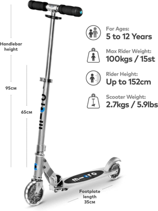 MICRO | Scooter Sprite Silver Matt LED SA0216 | 44000216