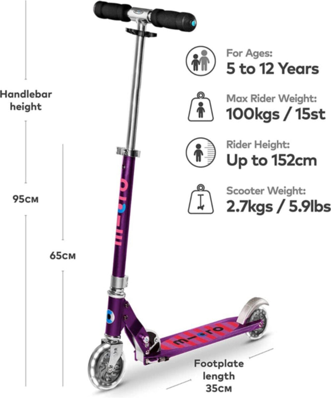 MICRO | Scooter Sprite Purple Stripe LED SA0219 | 44000219