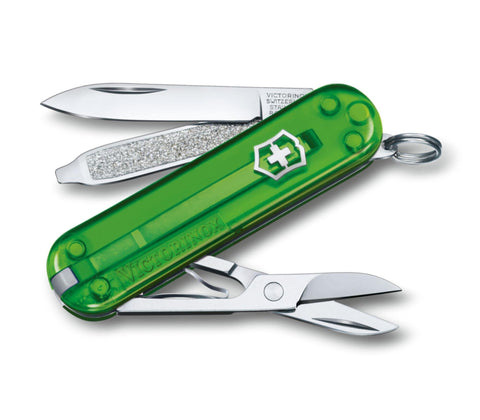 VICTORINOX | Classic SD Transparent 7 Functions Small Pocket Knives Green | 0.6223.T41G
